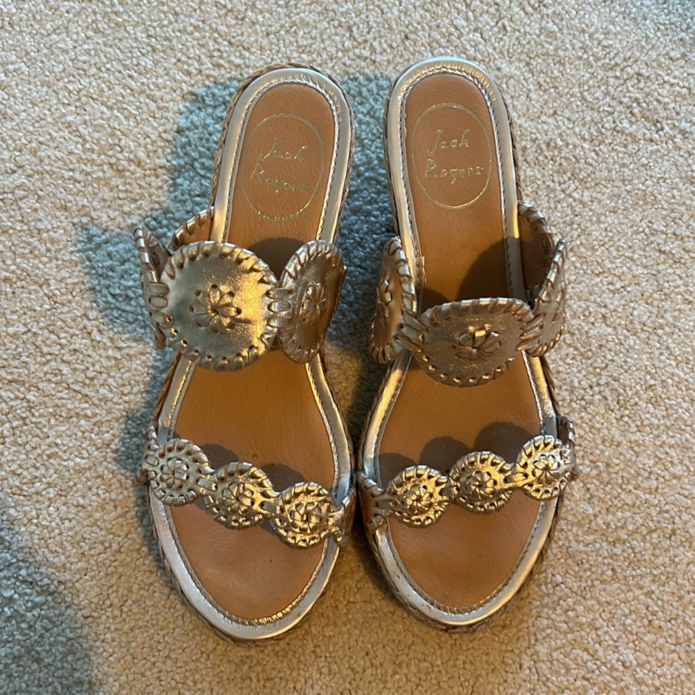 Jack Rogers Gold Wedges